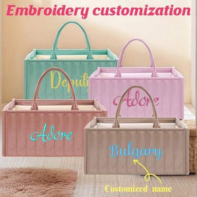 1 pezzo Borsa fasciatoio personalizzata, borsa tote con nome ricamato personalizzato, borsa fasciatoio multifunzionale per madre e bambino, borsa mamm