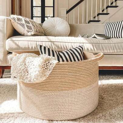 1 pezzo Cesta extra large per coperte, cesta portabiancheria, cesta per giocattoli dei bambini con manico, cesta oversize morbida per riporre coperte,