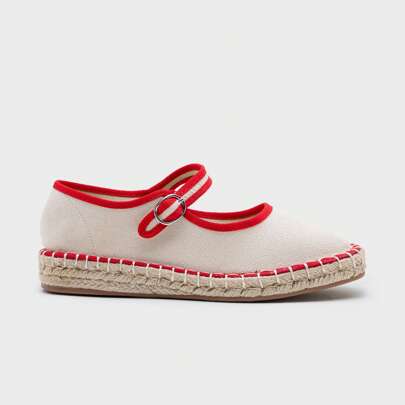Espadrillas piatte Mary Jane in tela, Mary Jane basse da donna