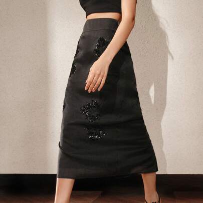Gonna ricamata con fiori per donna, per la primavera/estate, outfit da festival
