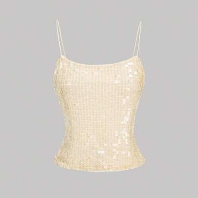Top a canotta con paillettes rosa, top rosa primaverile, top da festa per donna