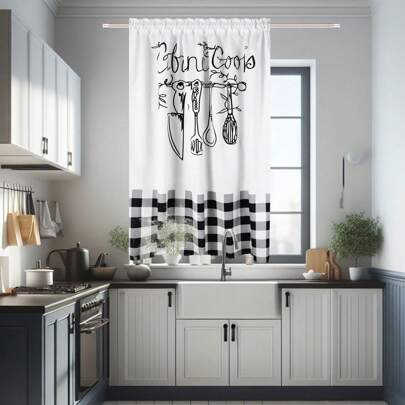 Fashionable Rolnie Printed Curtains 1 Piece Kitchen Short Curtains Pastoral Fresh Style Blackout Small Fresh Decorative Curtains