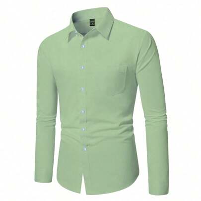 Camicia casual uomo a maniche lunghe tinta unita, camicie eleganti da uomo, camicie personalizzate da uomo, camicie casual slim fit da uomo, camicie e