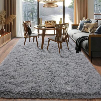 Soffice tappeto a pelo lungo, Beige, Tappeto antiscivolo per soggiorno, camera da letto, cameretta dei bambini, Tappeto moderno per soggiorno, Tappeto