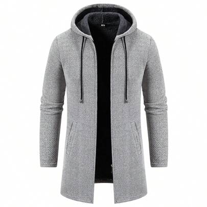 Uomo Cardigan con coulisse con cappuccio foderato teddy zip foderato termico