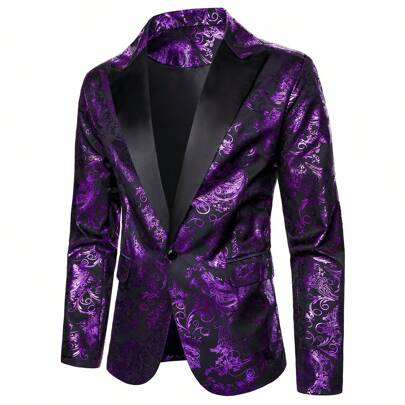 Blazer da uomo elegante/da pendolare con motivo paisley jacquard, completo da cerimonia per uomo, abito da cerimonia per uomo, abito da cerimonia per