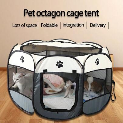 Tenda per animali domestici, gabbia ottagonale, recinzione, gabbia per gatti, gabbia per gatti pieghevole, nido per gatti super domestico, sala parto