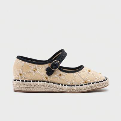 Espadrillas piatte Mary Jane in tela, Mary Jane basse da donna