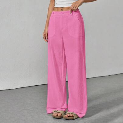 Pantaloni larghi vita bassa vita vita a vita vita vita con colore solido casual