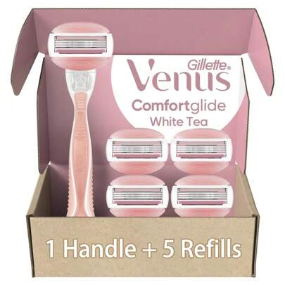 Rasoio donna Gillette Venus White Tea, rasoio per zone intime, 1 manico + 5 lamette di ricambio