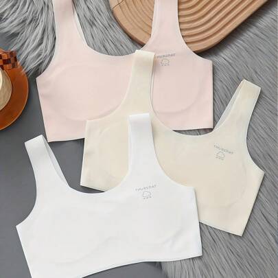 Set di 3 reggiseni senza cuciture e invisibili in raso di gelato estivi per ragazze adolescenti con imbottitura al petto