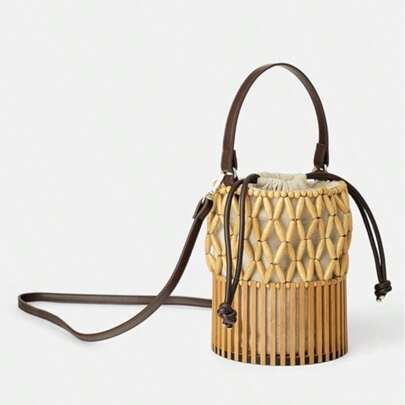 Borse intrecciate in bambù Borse a tracolla Borse intrecciate a mano Borse in rattan per borse speciali Borse da spiaggia Borse a cestino in rattan