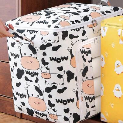 1 pezzo Grande borsa portaoggetti, borsa per coperte pieghevole a motivo mucca da latte con manici e cerniere robuste, organizer e contenitori per piu