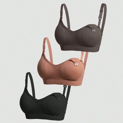 3 pezzi Reggiseni per allattamento/maternità, reggiseni con fibbia frontale sexy e con ferretto, reggiseni per allattamento confortevoli