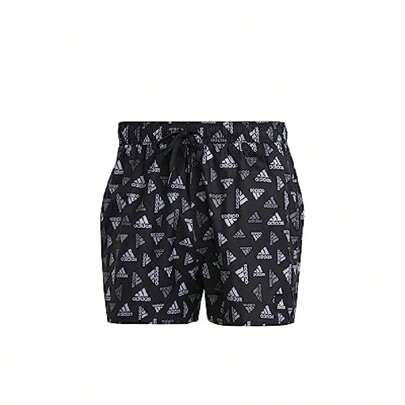 adidas Uomo Logo Print CLX Swim Shorts Very Short Length, Black/White, L