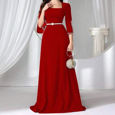 Abito a tubino formale da donna con paillettes rosse per festa/cerimonia, elegante, adatto per invitati a matrimonio
