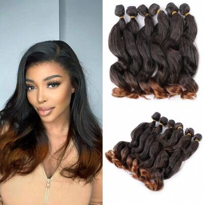 Loose Deep Wave Bundles Finte Estensioni Capelli Tessute 6 Pezzi/pacco Estensioni Capelli 14 Pollici/pezzi Per