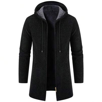 Uomo Cardigan con zip con coulisse con cappuccio