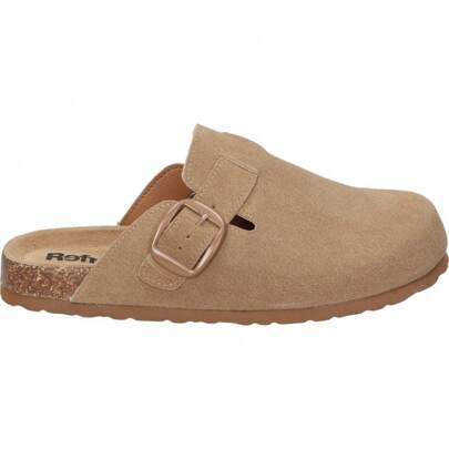 REFRESH | Zoccoli Refresh da donna – Zoccoli piatti color cammello – Zoccoli senza schienale e senza chiusura – Slip On – Regolazione con fibbia – Com