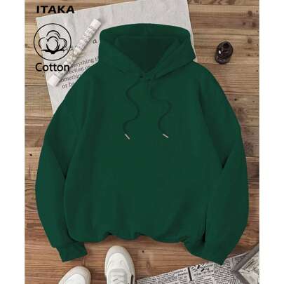 Felpe da donna, primavera ed estate, top in cotone da donna, spalle cadenti, comode felpe tinta unita, felpe oversize curve, top basic da donna, felpe