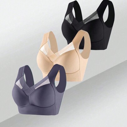 3 pezzi/set Reggiseni sportivi senza cuciture, reggiseni lingerie canotta senza schienale, reggiseni in seta sexy per lingerie, per uso quotidiano
