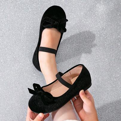 1 Paio Di Eleganti Mary Jane Flat Shoes Nere Decorate Con Un Fiocco Adatte Per Tutte Le Stagioni