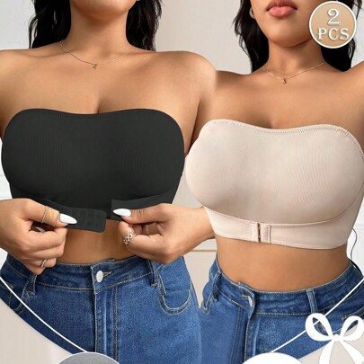 2 pezzi/Set Reggiseni fascia senza cuciture estivi senza spalline, top tubo più grandi antiscivolo e anti-sbottonatura