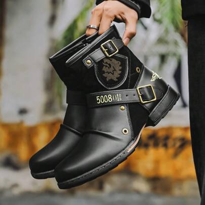Stivali da moto per uomo Mioeert, stivali Chukka casual con cerniera alla moda