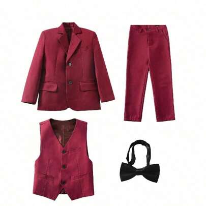 Completo da bambino, 4 pezzi, abito da cerimonia per paggetto, outfit elegante per matrimonio, blazer, gilet, pantaloni, cravatta, tuta formale per ba