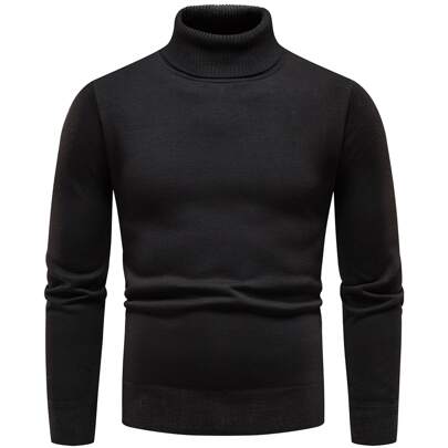 uomo Maglione monocolore dolcevita foderato termico