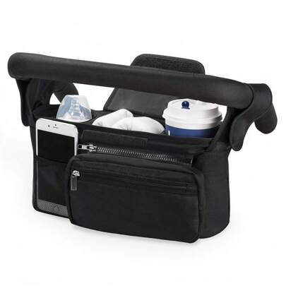 Organizzatore universale per passeggino con portabicchiere termico, borsa per telefono removibile e tracolla, adatto per passeggini come Uppababy, Bab