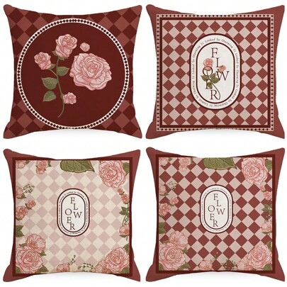 Set di 4 federe per cuscini, 45 x 45 cm, federe decorative per cuscini da divano, per camera da letto, divano, sedia, letto, giardino