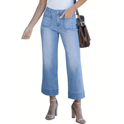 Nuovi jeans cropped lavati da donna, pantaloni alla moda e sexy