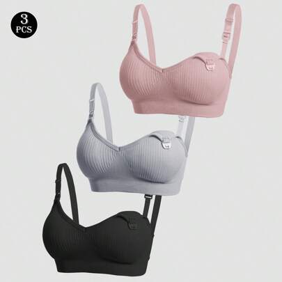 3 pezzi/set Reggiseno per allattamento, reggiseno per allattamento sexy con chiusura anteriore, reggiseno per allattamento comodo