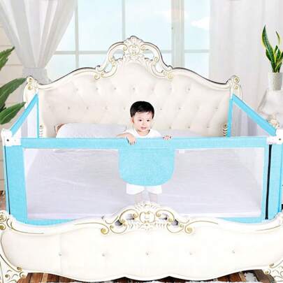 Set composto da 1 sponda per letto, sponda per lettino, regolabile in altezza, 1,5 m, blu