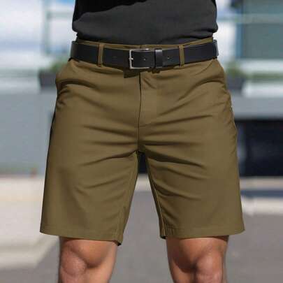 Pantaloncini casual da uomo Manfinity Homme, di colore solido, dall'aspetto semplice e attillato, bianchi, adatti anche come regalo di San Valentino p