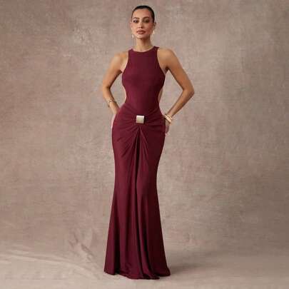 Abiti eleganti estivi da vacanza per signore, abiti estivi eleganti, abiti eleganti di colore solido sexy e aderenti, abiti rossi in maglia, abiti da