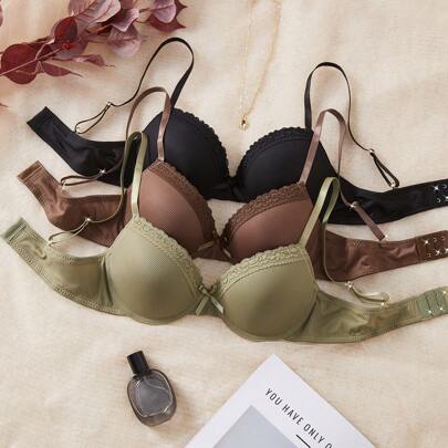 Set da 3 reggiseni casual minimalisti per donna, reggiseni senza cuciture