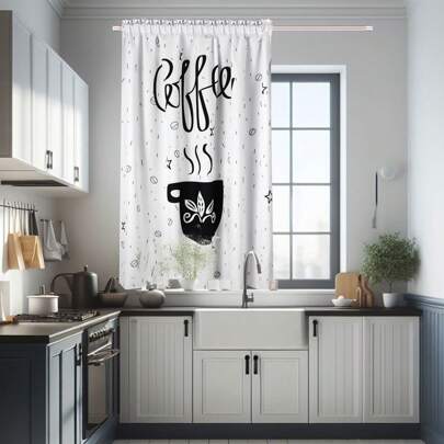 Fashionable Rolnie Printed Curtains 1 Piece Kitchen Short Curtains Pastoral Fresh Style Blackout Small Fresh Decorative Curtains
