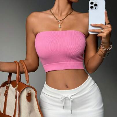 Set da 3 pezzi di top da donna estivi, reggiseni sportivi corti, abbigliamento da palestra, colore tinta unita'