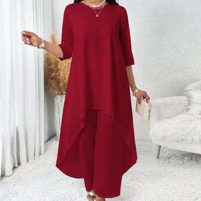 Completo asimmetrico da donna a due pezzi, bianco con maniche lunghe, adatto per l'autunno, tailleur da donna, abiti da cerimonia, adatto a matrimoni