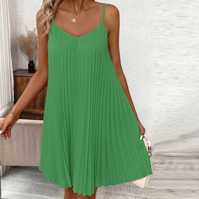Vestito lungo arancione plissettato senza spalline, vestito di corallo, vestito primaverile