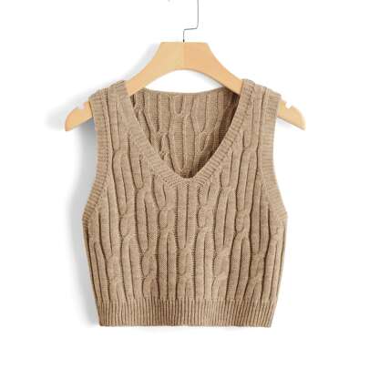 Gilet maglione trecce a maglia