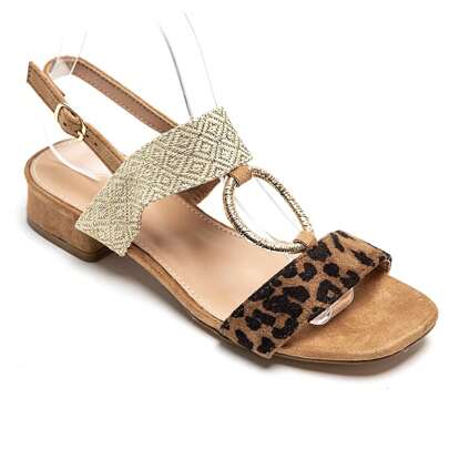 Sandali à petit talon carré con trecce da sposa e boucle decorative