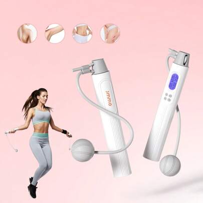 Corda da salto smart con display LED HD per fitness, corda da salto senza cavo, regolabile, corda da salto con peso per allenamento, esercizio per uom