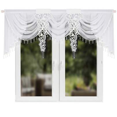 Tende plissettate trasparenti moderne in stile nordico, set da 3 pezzi, 200*90 cm, tessuto trasparente leggero e morbido, design artistico a schermo c