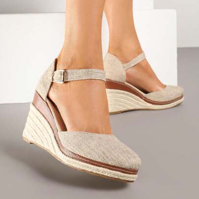 Sandali espadrillas boho con zeppa intrecciata