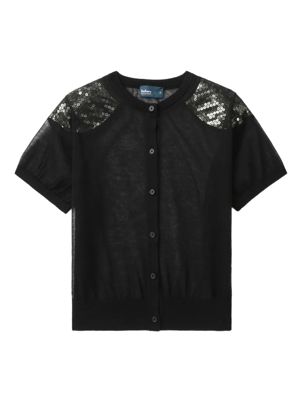 Kolor sequin-embellished short-sleeve cardigan - D-Black D-Black
