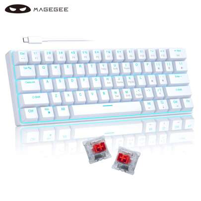 Tastiera meccanica da gioco MageGee Star61 Mini 60% RGB, 61 tasti, cablata, hot-swappable, multi-dispositivo, con switch blu balena personalizzati, ad