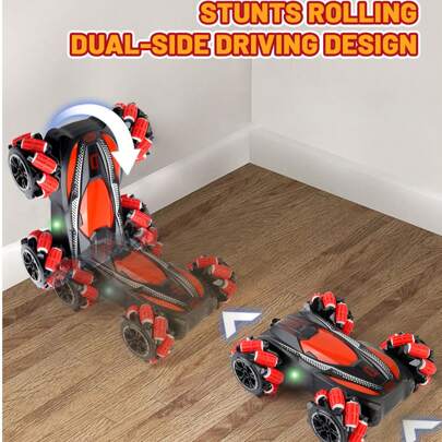 1 pezzo Macchina telecomandata per bambini, auto da stunt con luci, auto telecomandata a doppia rotazione a 360°, auto da corsa telecomandata 4WD tutt